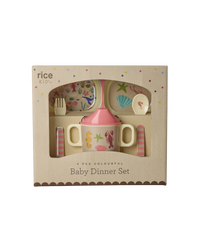 Rice Ocean Print Baby Eetset Melamine 4-delig - Koraal