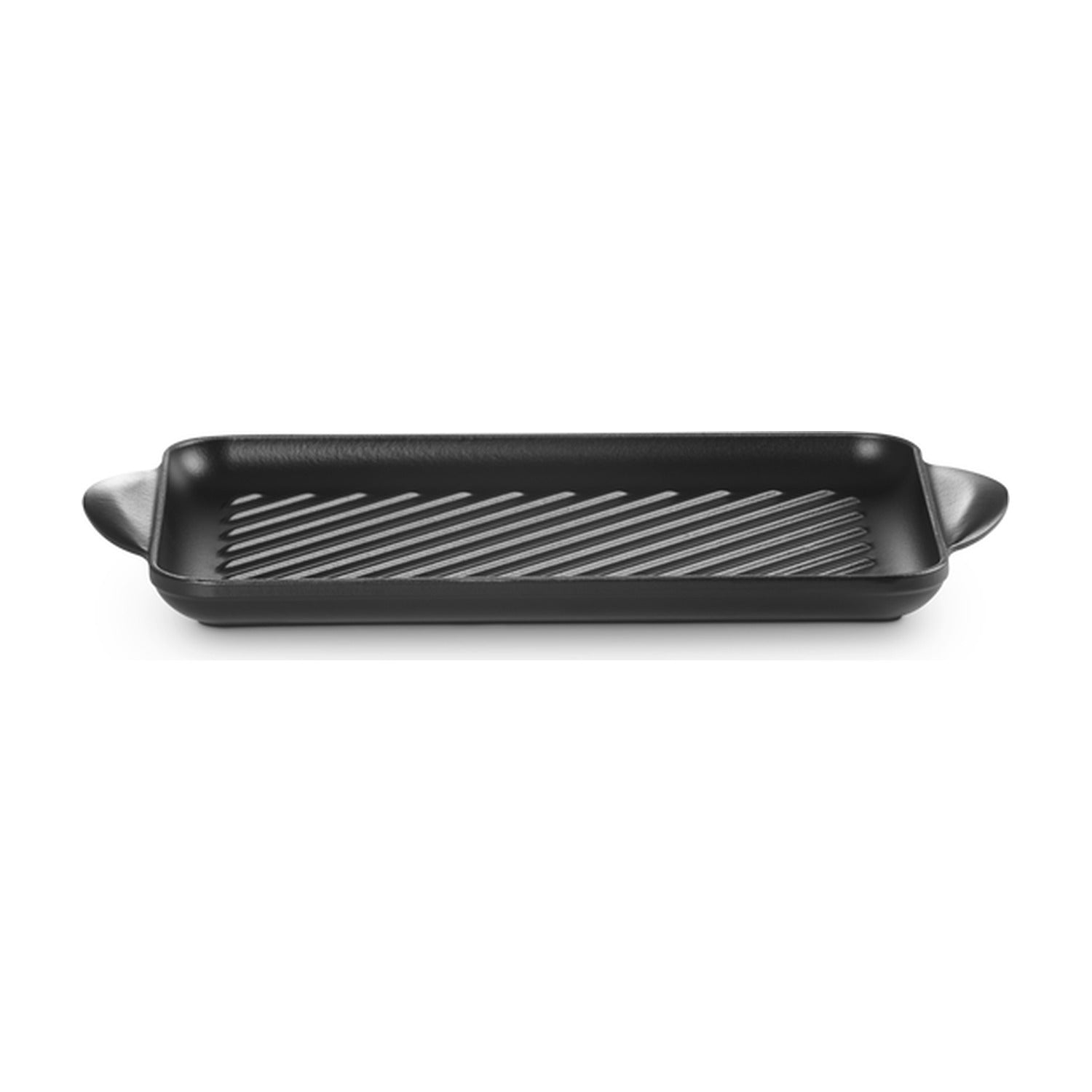 Le Creuset Grill Gietijzer Rechthoek Mat Zwart - 32 cm op witte achtergrond