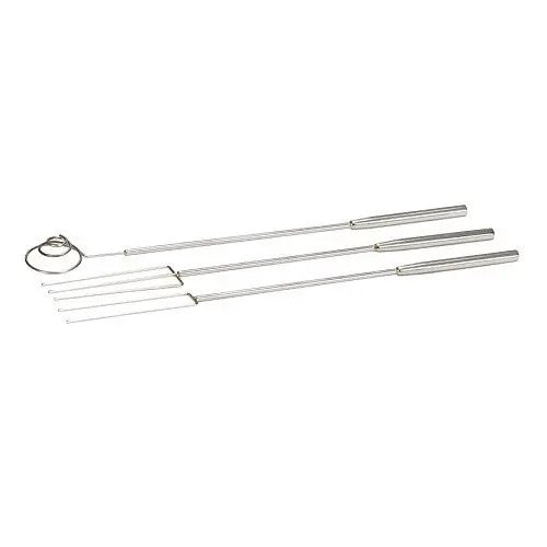 Patisse praline dip set met drie metalen dompelgereedschappen en ronde handgrepen, op witte achtergrond