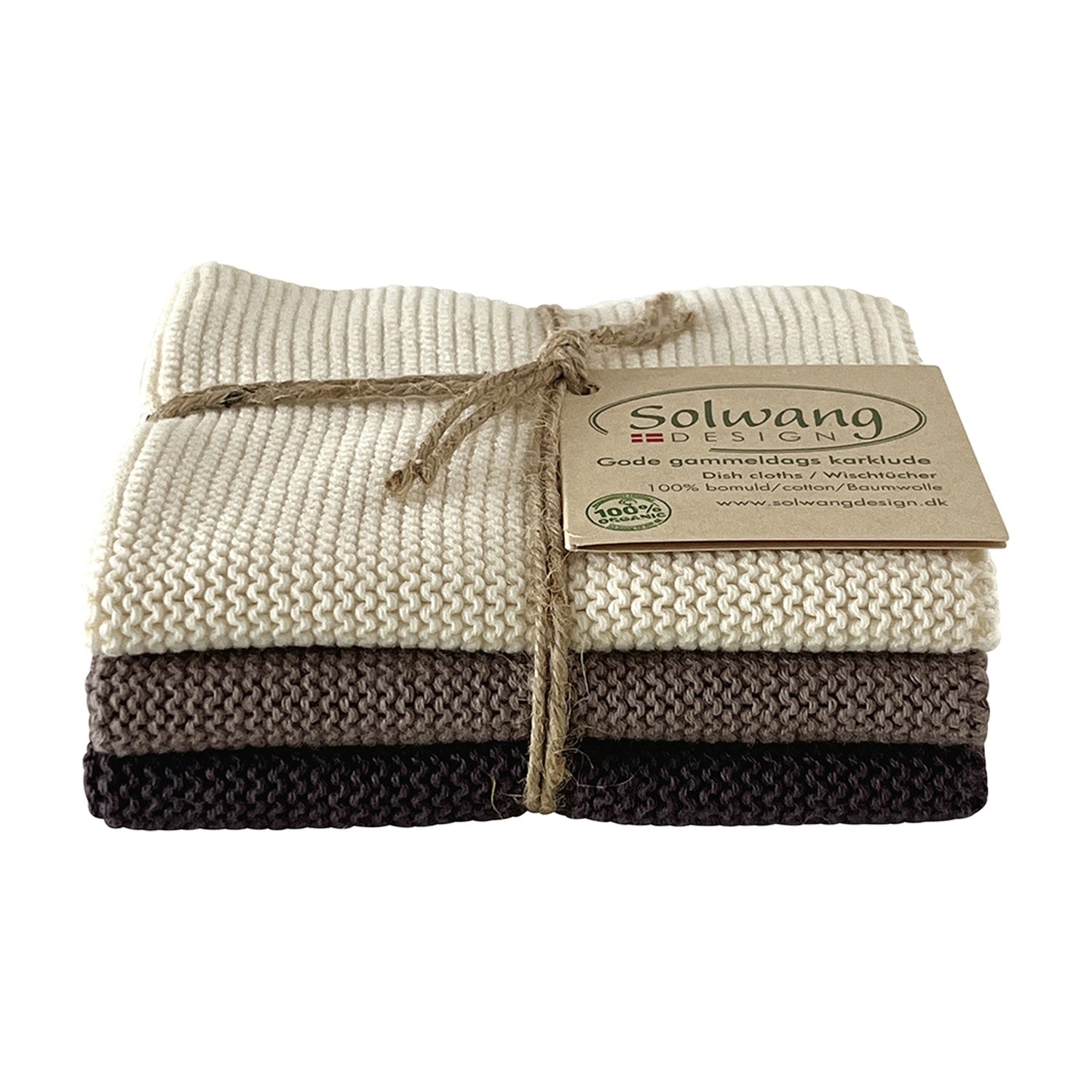 Solwang Design Vaatdoekjes set van 3 - Nature/Warm Grijs Combi op witte achtergrond