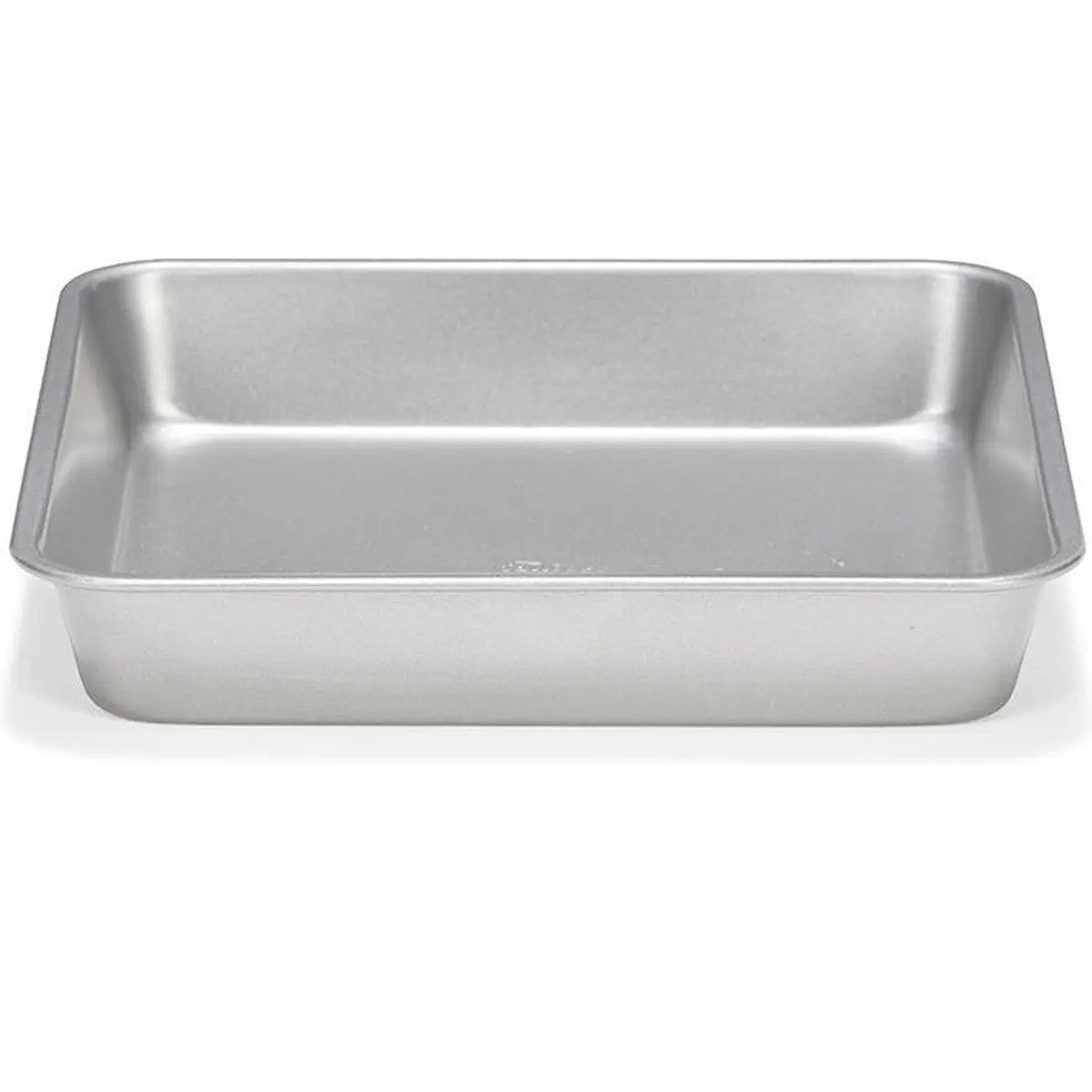 Patisse Silver Top Taartpan Vierkant - 22 cm op witte achtergrond, mat zilverkleurige pan met lage rand