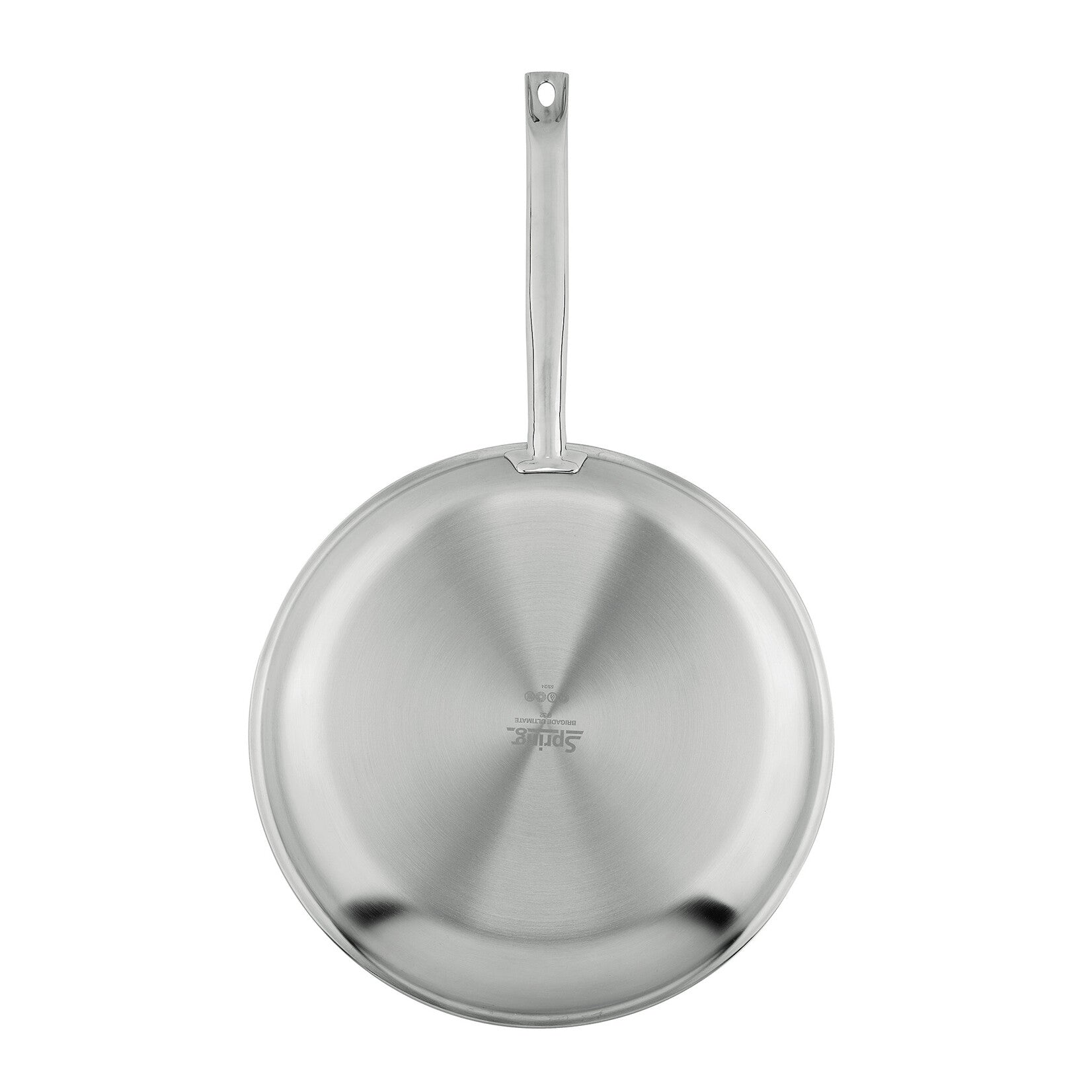 Spring Brigade Ultimate Koekenpan - 32 cm, achterkant op witte achtergrond met Spring-logo in de bodem