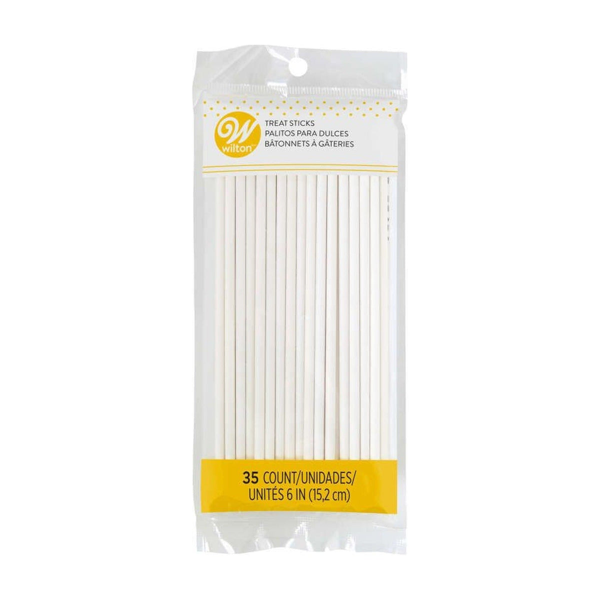 Verpakking van Wilton lollystokjes 15 cm met 35 stuks in een gesloten zak