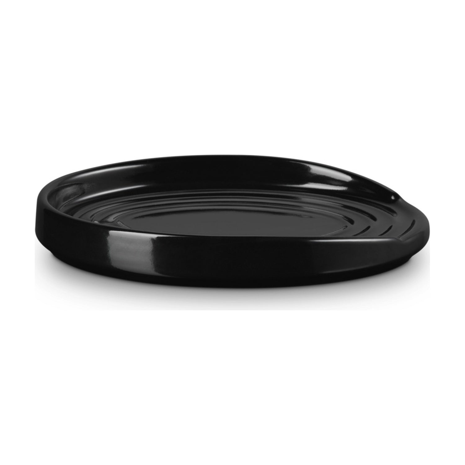 Le Creuset Lepelhouder Ovaal Ebbenzwart - 15 cm op witte achtergrond
