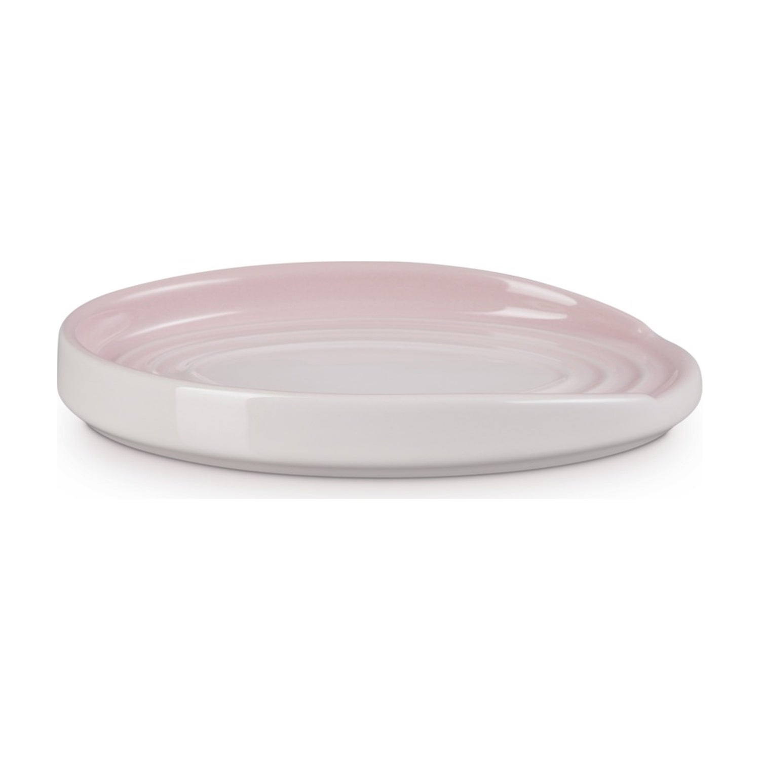Le Creuset Lepelhouder Ovaal Shell Pink - 15 cm op witte achtergrond