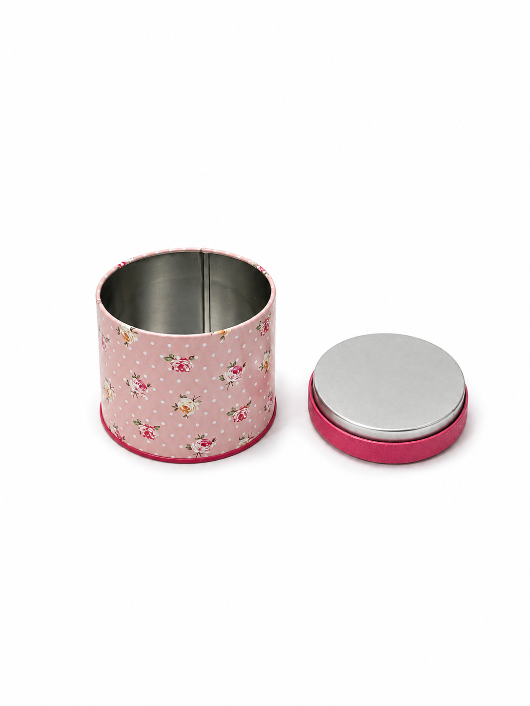 Woerdman Theeblik Bloem - Roze in een theeopstelling, met losse thee ernaast
