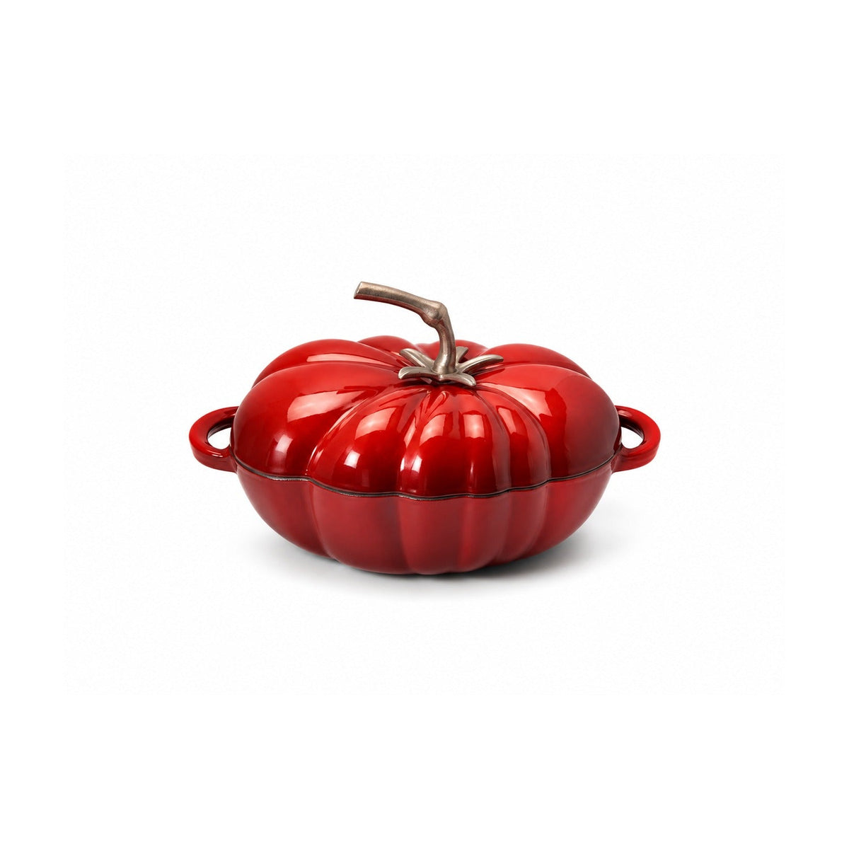 Woerdman Braadpan Tomaat Gietijzer Ovaal Rood - 28 cm op witte achtergrond
