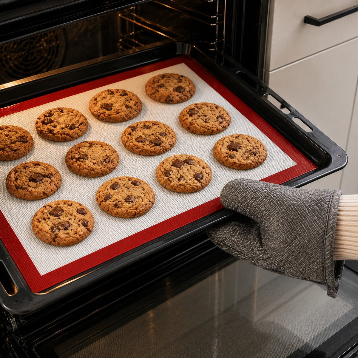 Woerdman Bakmat Siliconen Wit/Rood - 40 x 30 cm - sfeerbeeld