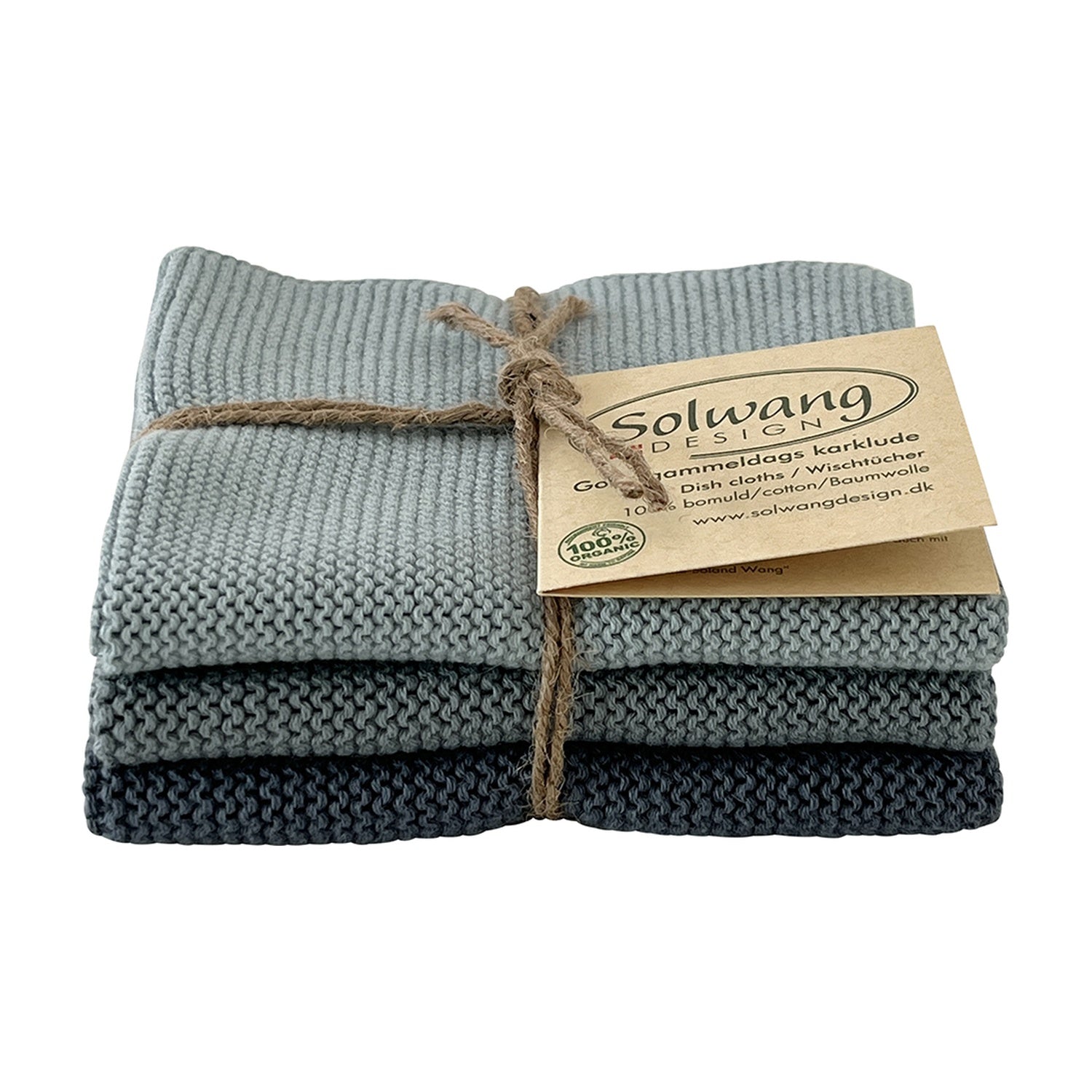 Solwang Design Vaatdoekjes set van 3 - Rustiek Blauw op witte achtergrond