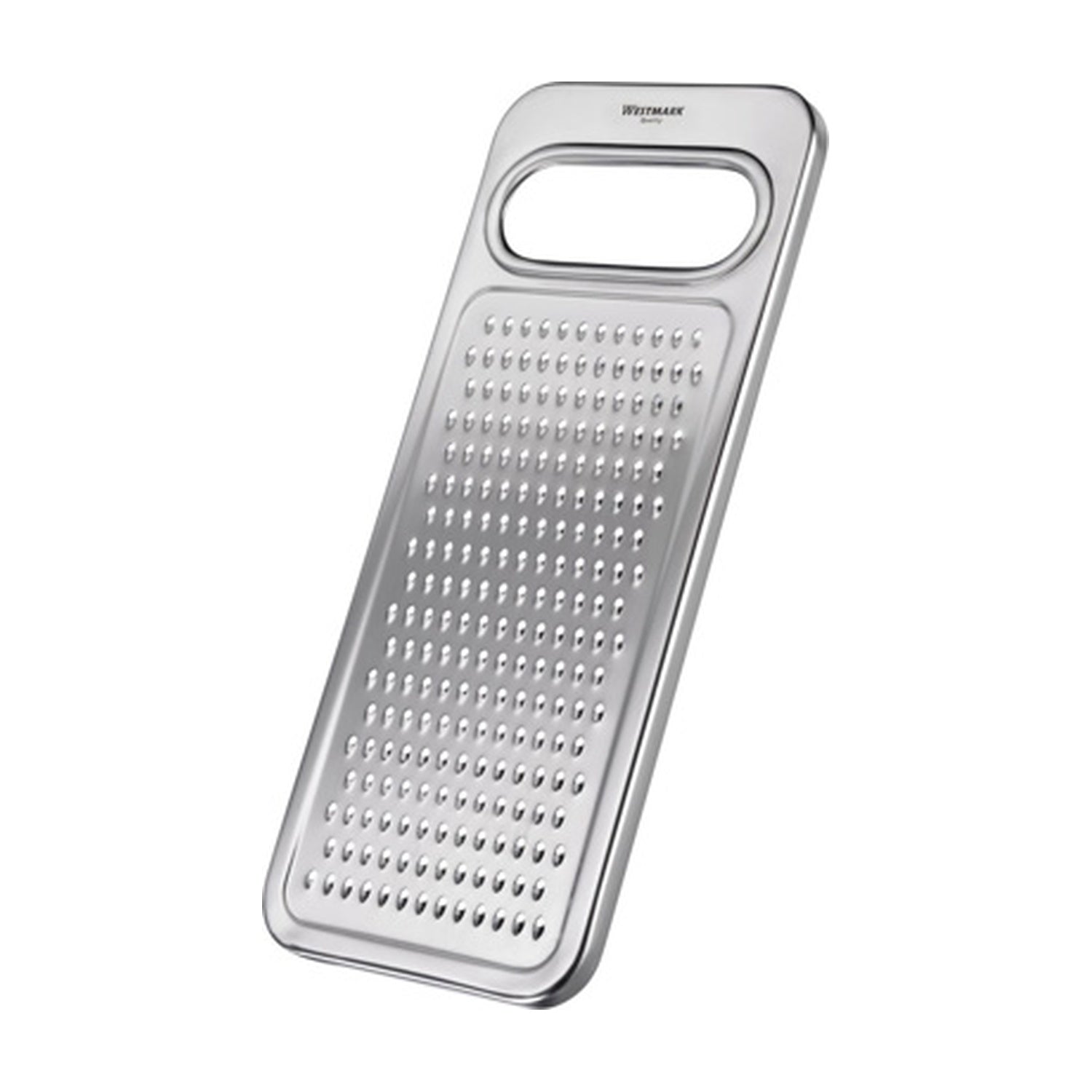 Westmark Steel Fruit- en Groenterasp, zilver, rvs rasp met ovale handgreep en fijne raspgaten
