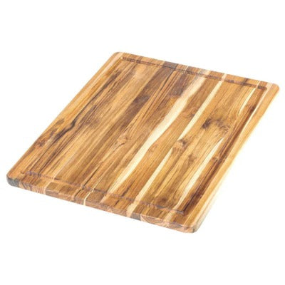 Teakhouten snijplank met sapgeul, 36 x 26 cm, langvezelig teakhout