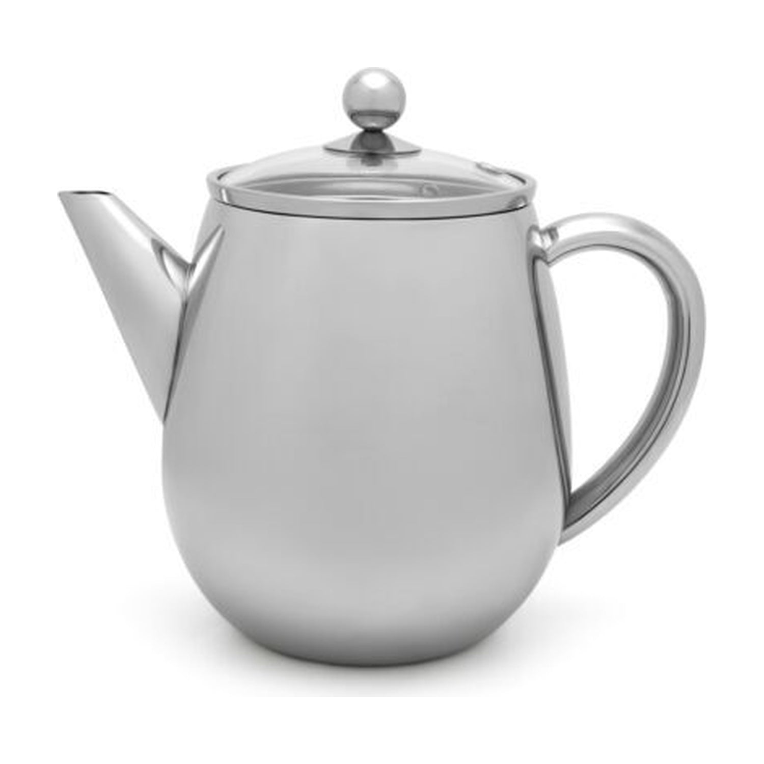 Bredemeijer Duet Eva Dubbelwandige Theepot Glanzend RVS - 1,1 liter op witte achtergrond