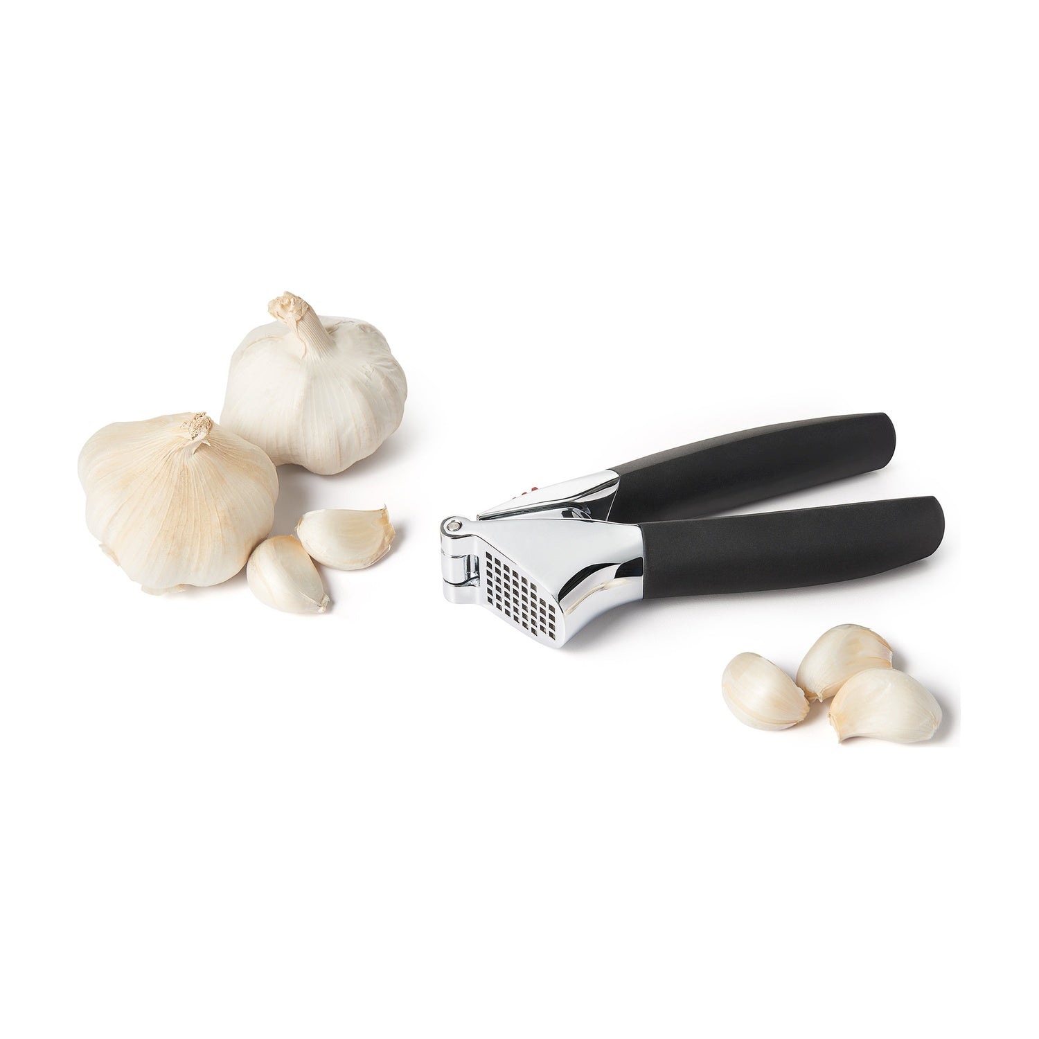 OXO Good Grips Knoflookpers op witte achtergrond