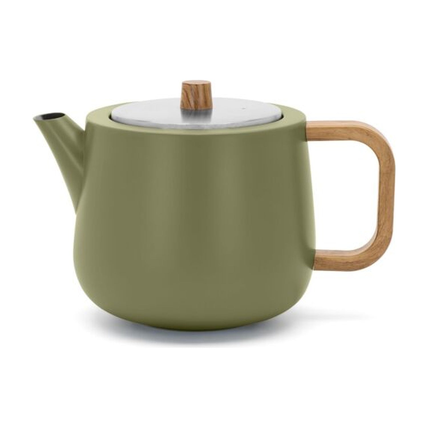 Bredemeijer Duet Design Facet Dubbelwandige Theepot Mat Groen - 1,1 liter op witte achtergrond