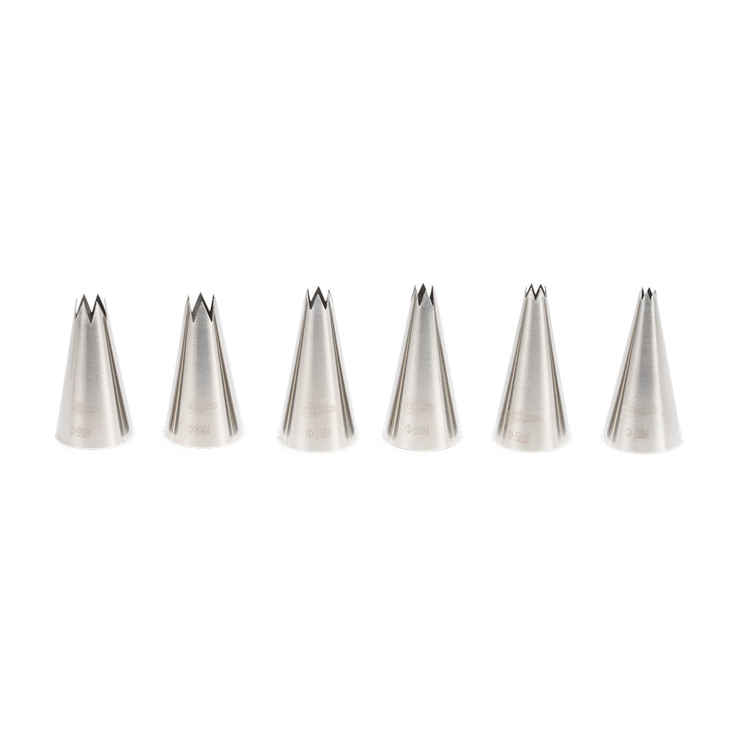 Patisse Spuitmondjes RVS Kartel - 6 stuks op witte achtergrond