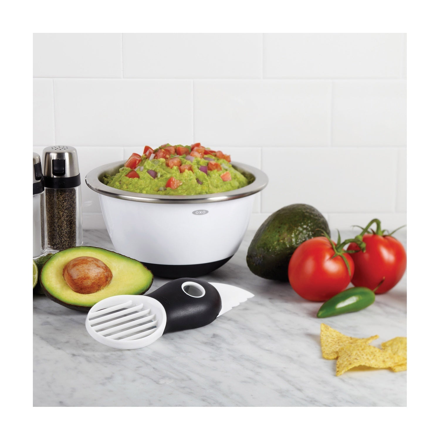 OXO avocadosnijder groene kleur close-up