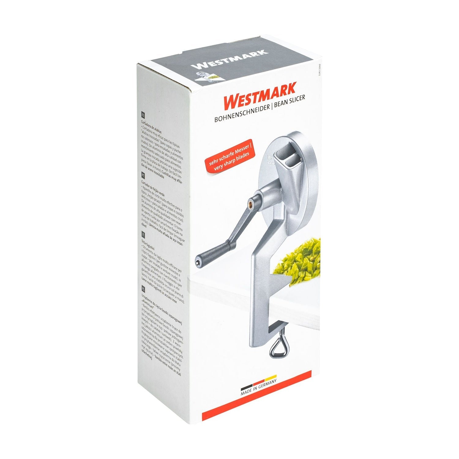 Westmark snijbonenmolen aluminium - bovenaanzicht