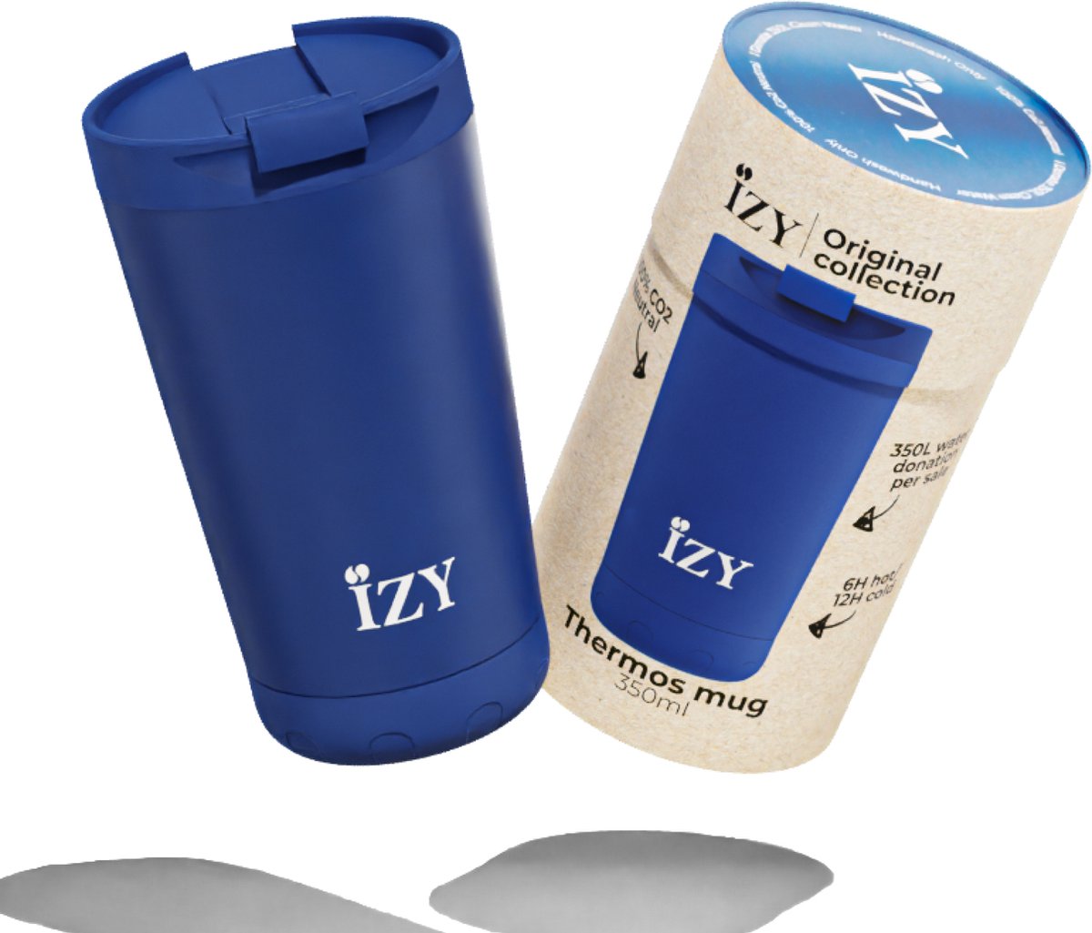 IZY Thermosbeker Blauw - 350 ml op witte achtergrond