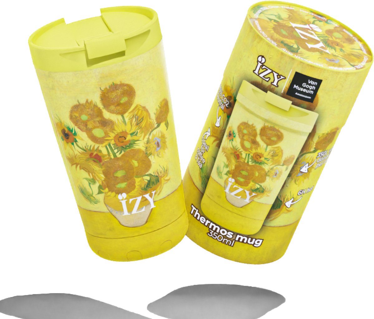 IZY Thermosbeker Zonnebloem van Gogh - 350 ml op witte achtergrond