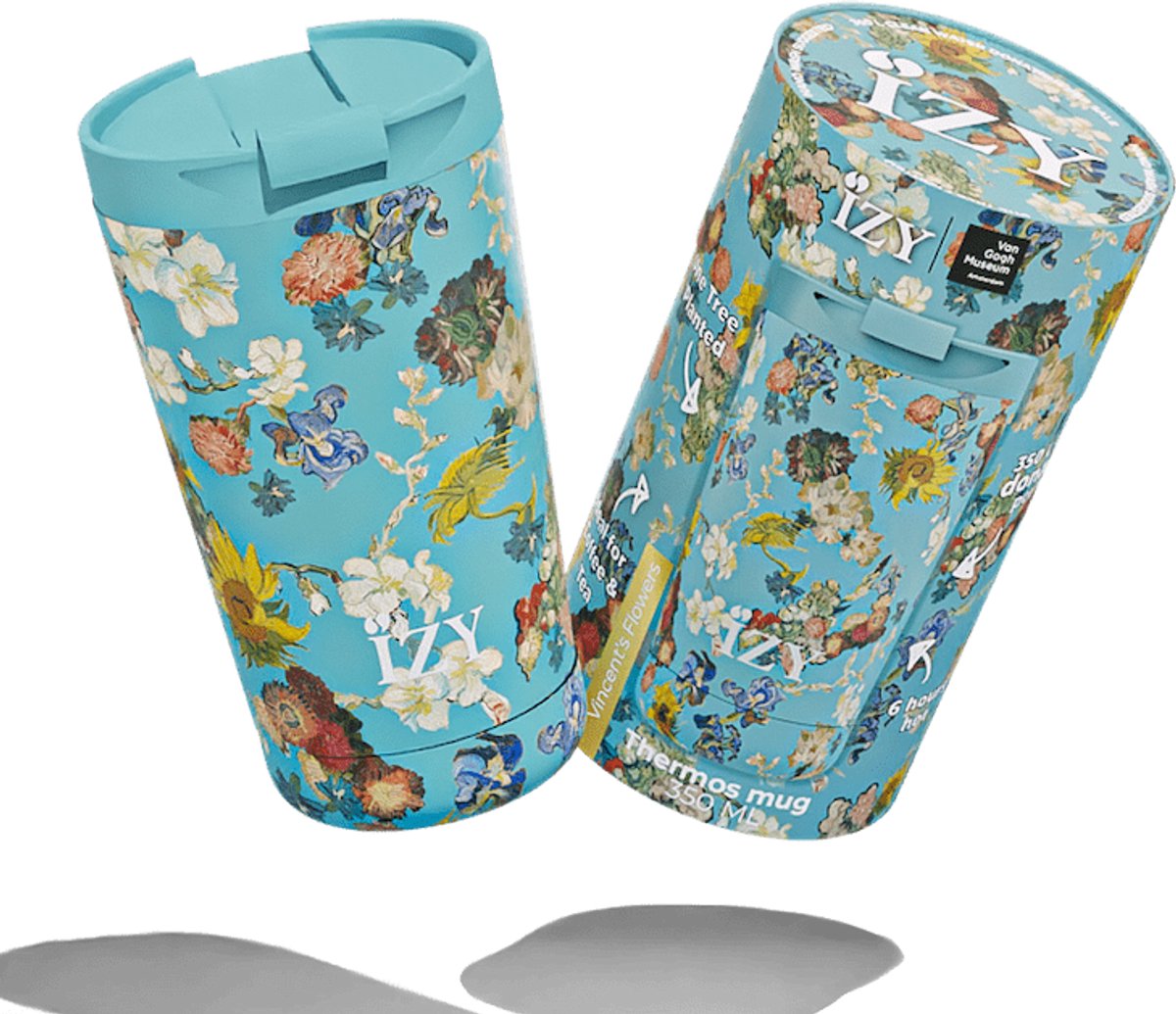 IZY Thermosbeker Vincent's Flowers - 350 ml op witte achtergrond