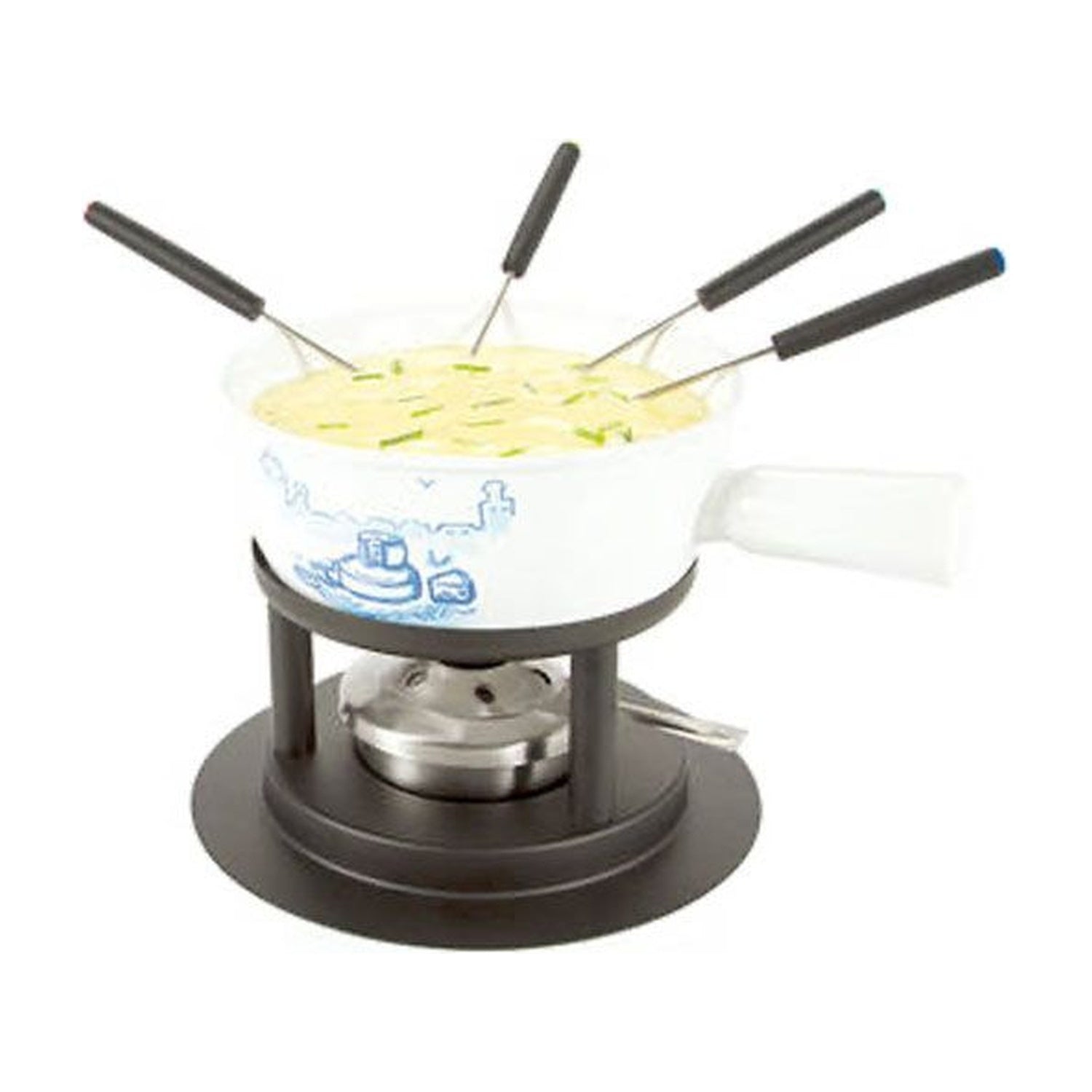Boska Kaasfondue Delftsblauw op witte achtergrond
