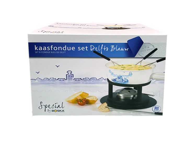 Boska Kaasfondue Delftsblauw in de verpakkingsdoos