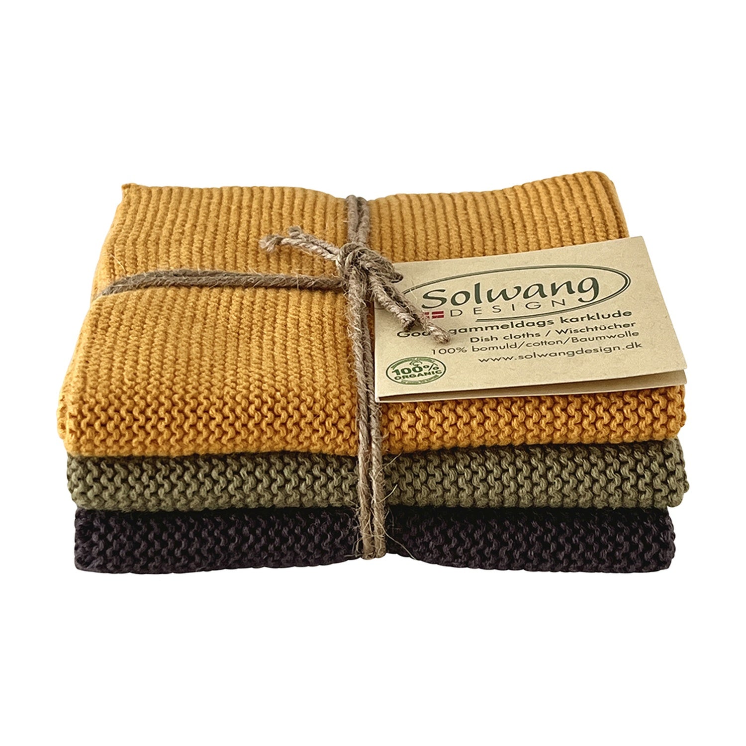 Solwang Design Vaatdoekjes set van 3 - Donkere Mix op witte achtergrond