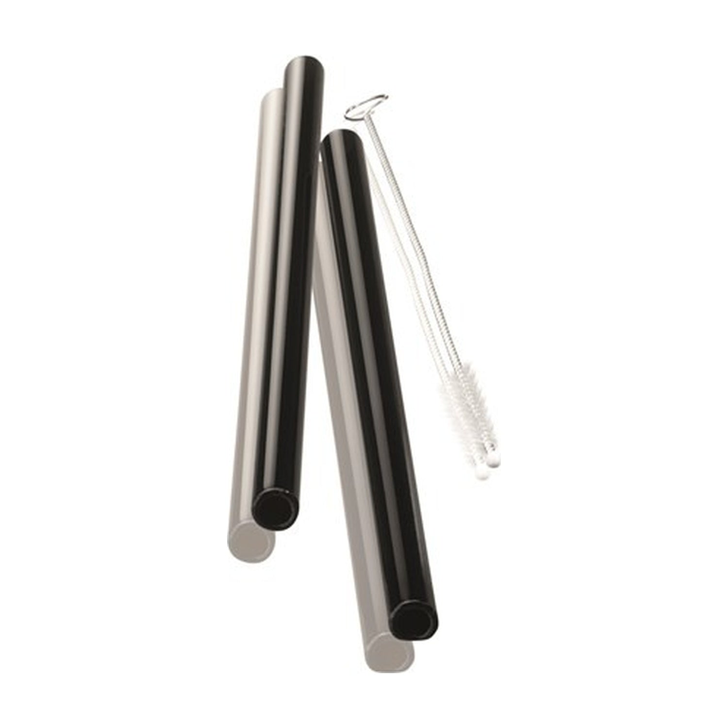 GEFU Glazen Rietjes Future Zwart 4 stuks - 18 cm op witte achtergrond