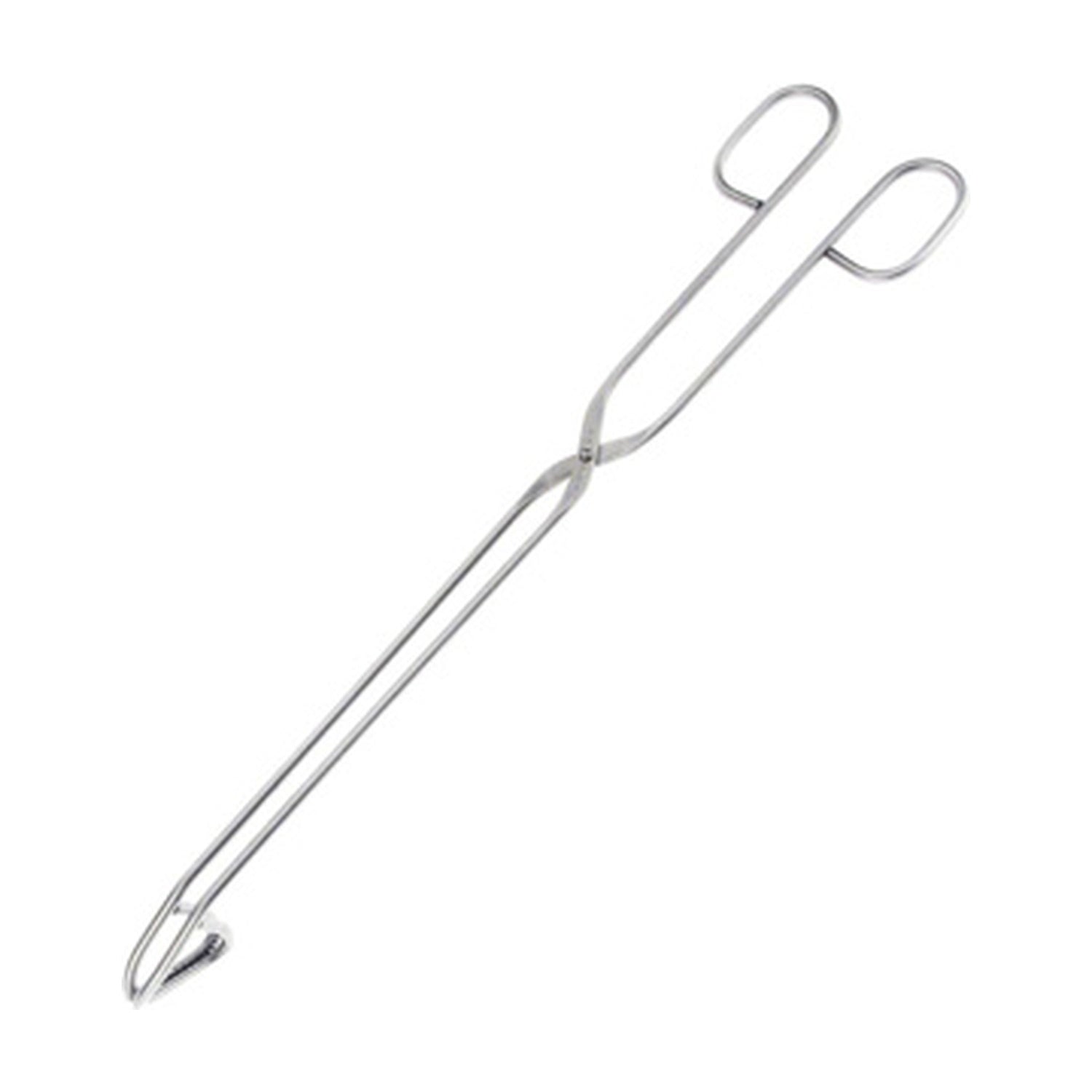 Westmark Barbecuetang - 38 cm, zilver, tang diagonaal gefotografeerd met ovale grepen