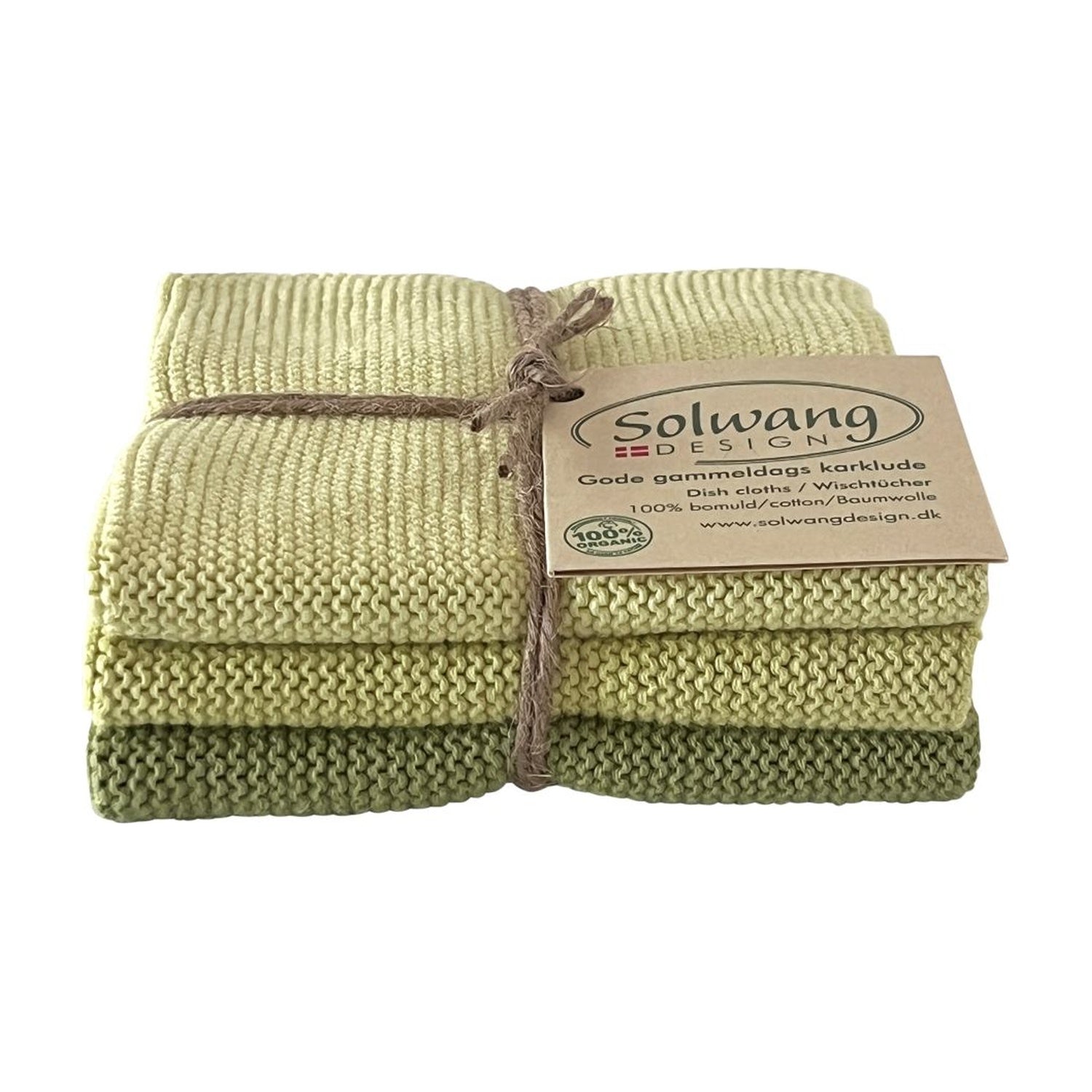 Solwang Design Vaatdoekjes set van 3 - Pistache Combi op witte achtergrond