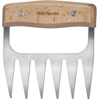 Westmark Vleesklauwen - 2 stuks, zilver, één klauw recht van voren met houten handvat en Westmark-opdruk