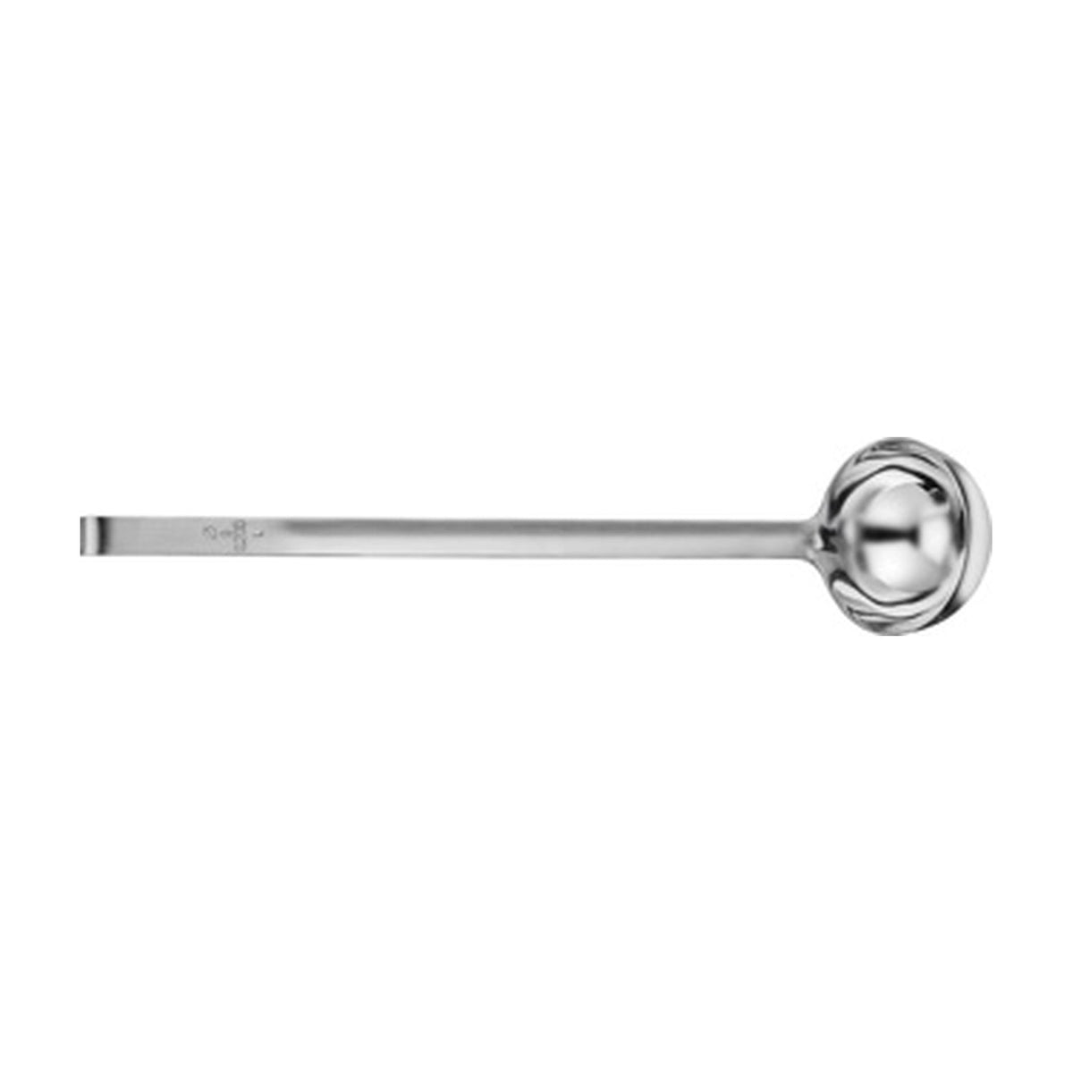 Westmark Pro Soeplepel, zilver, volledige RVS lepel liggend met stempel op de steel en ronde schep