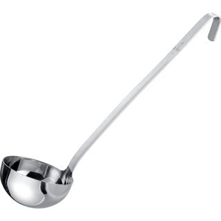 Westmark Pro Soeplepel, zilver, rvs soeplepel met haak aan het uiteinde van de steel