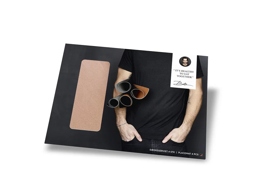 Bitz Leatherlook Placemats 4 stuks - Zwart/Bruin