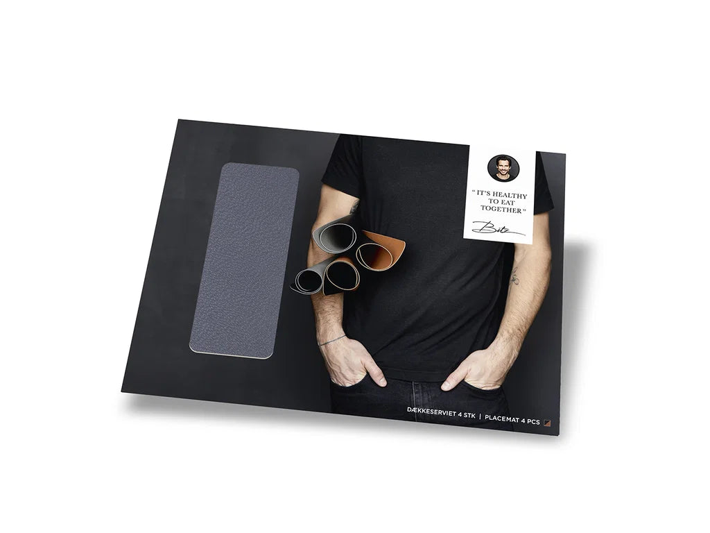 Bitz Leatherlook Placemats 4 stuks - Blauw/Zand