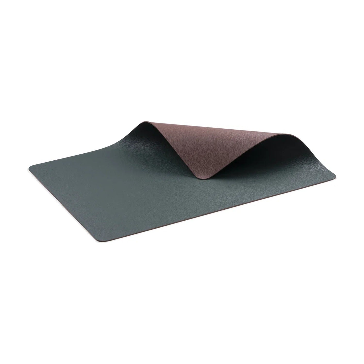 Bitz Leatherlook Placemats 4 stuks - Donkergroen/Bruin op witte achtergrond