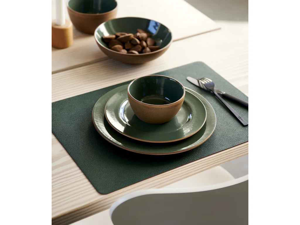 Bitz Leatherlook Placemats 4 stuks - Donkergroen/Bruin