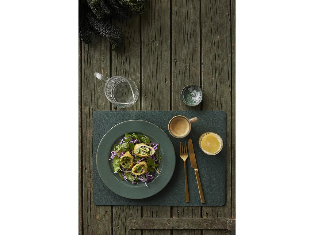 Bitz Leatherlook Placemats 4 stuks - Donkergroen/Bruin