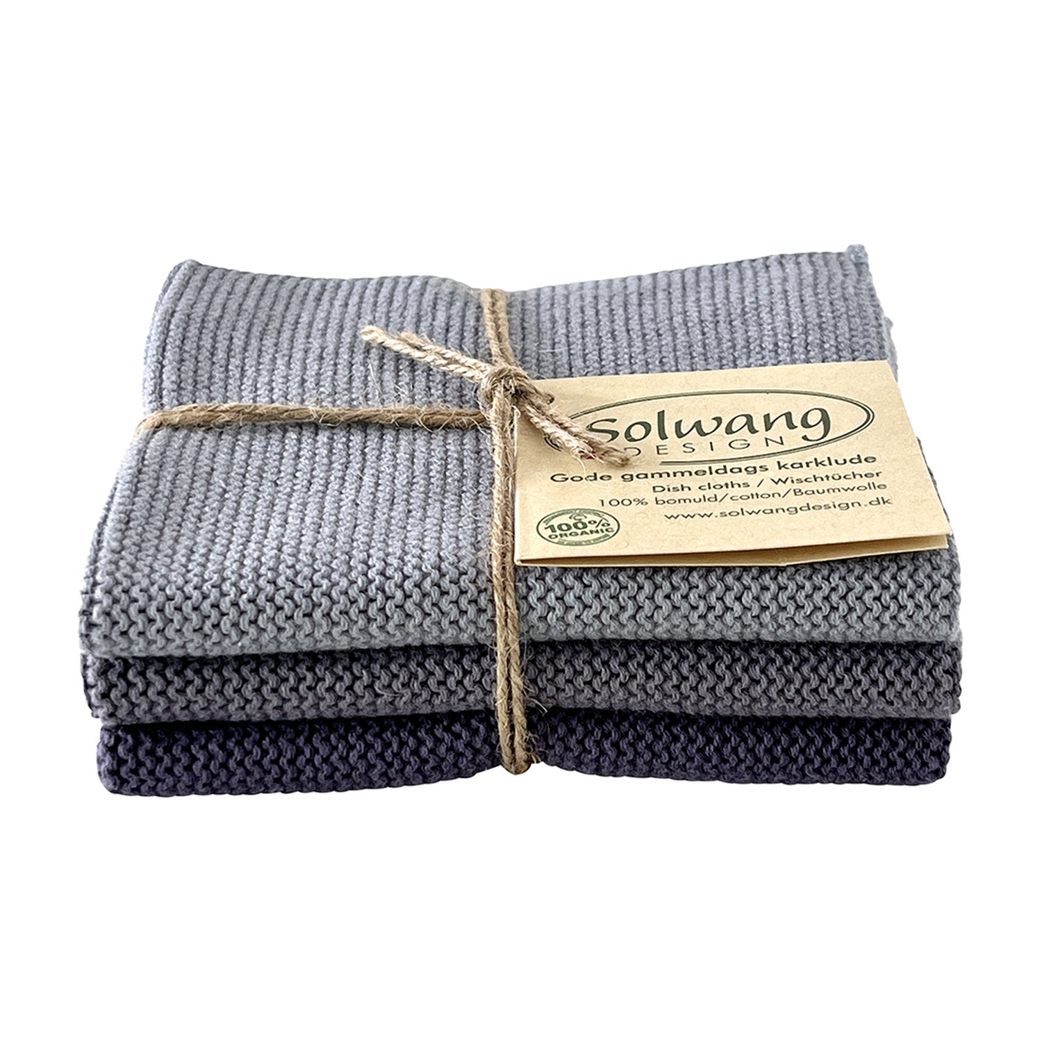 Solwang Design Vaatdoekjes set van 3 - Lavendel Combi op witte achtergrond