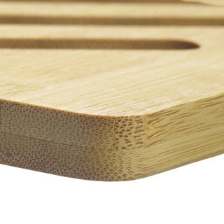 Westmark Bamboe Onderzetters Vierkant, close-up van de houtnerf en de afgeronde hoek