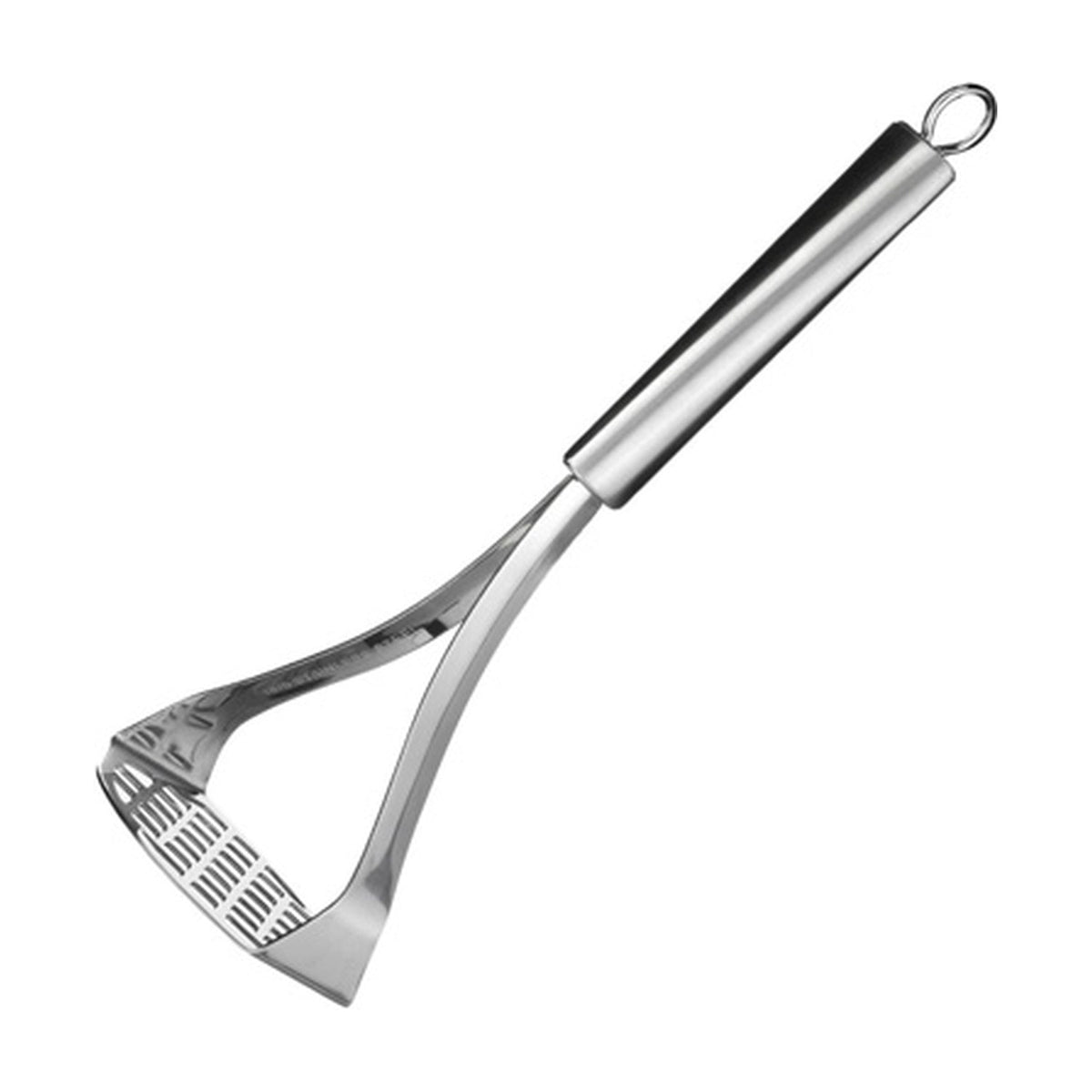 Westmark Glory Aardappelstamper, RVS, volledig diagonaal aanzicht met ophangoog