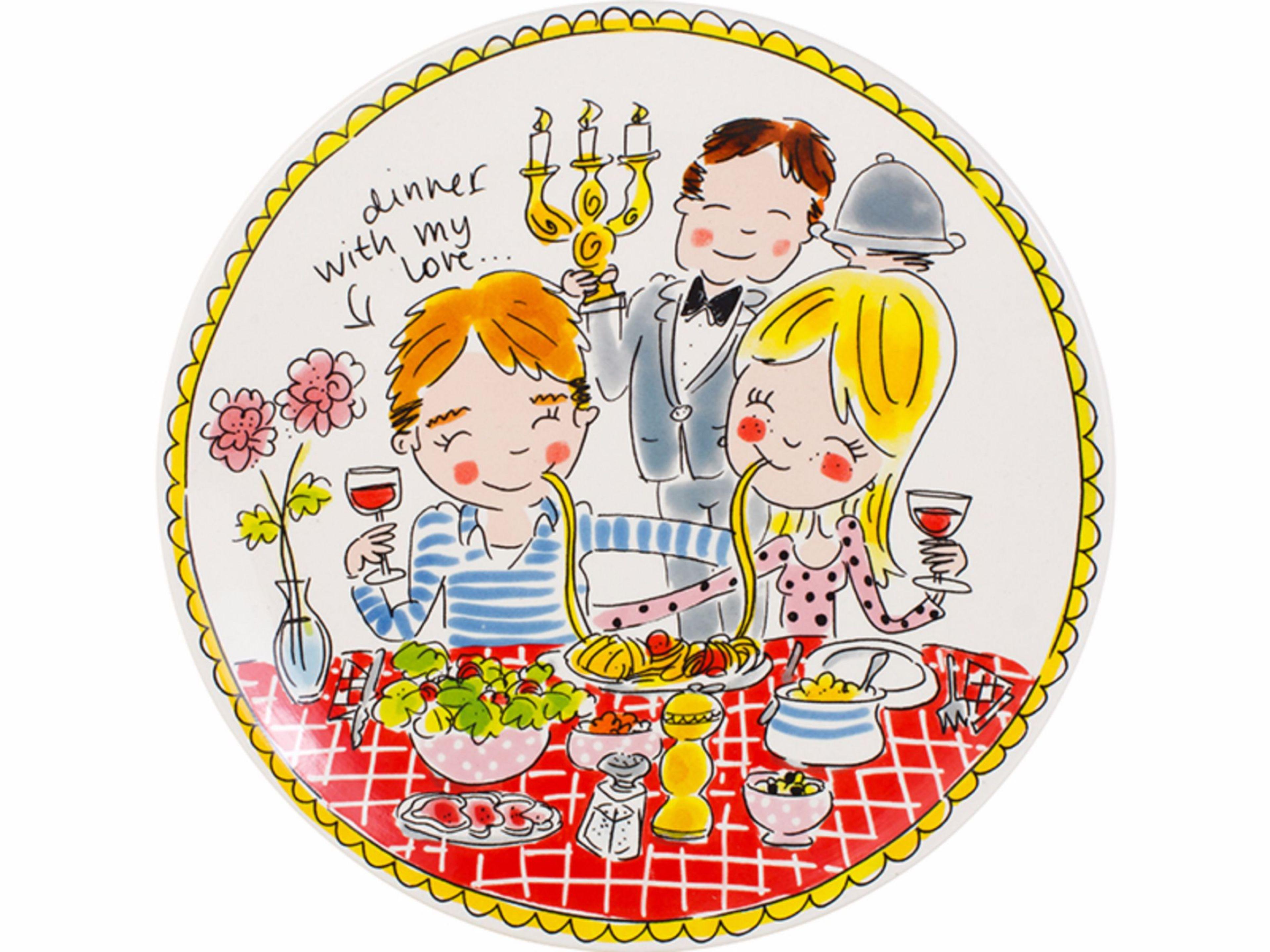 Blond Amsterdam Even Bijkletsen Dinerbord Love - 26 cm op witte achtergrond