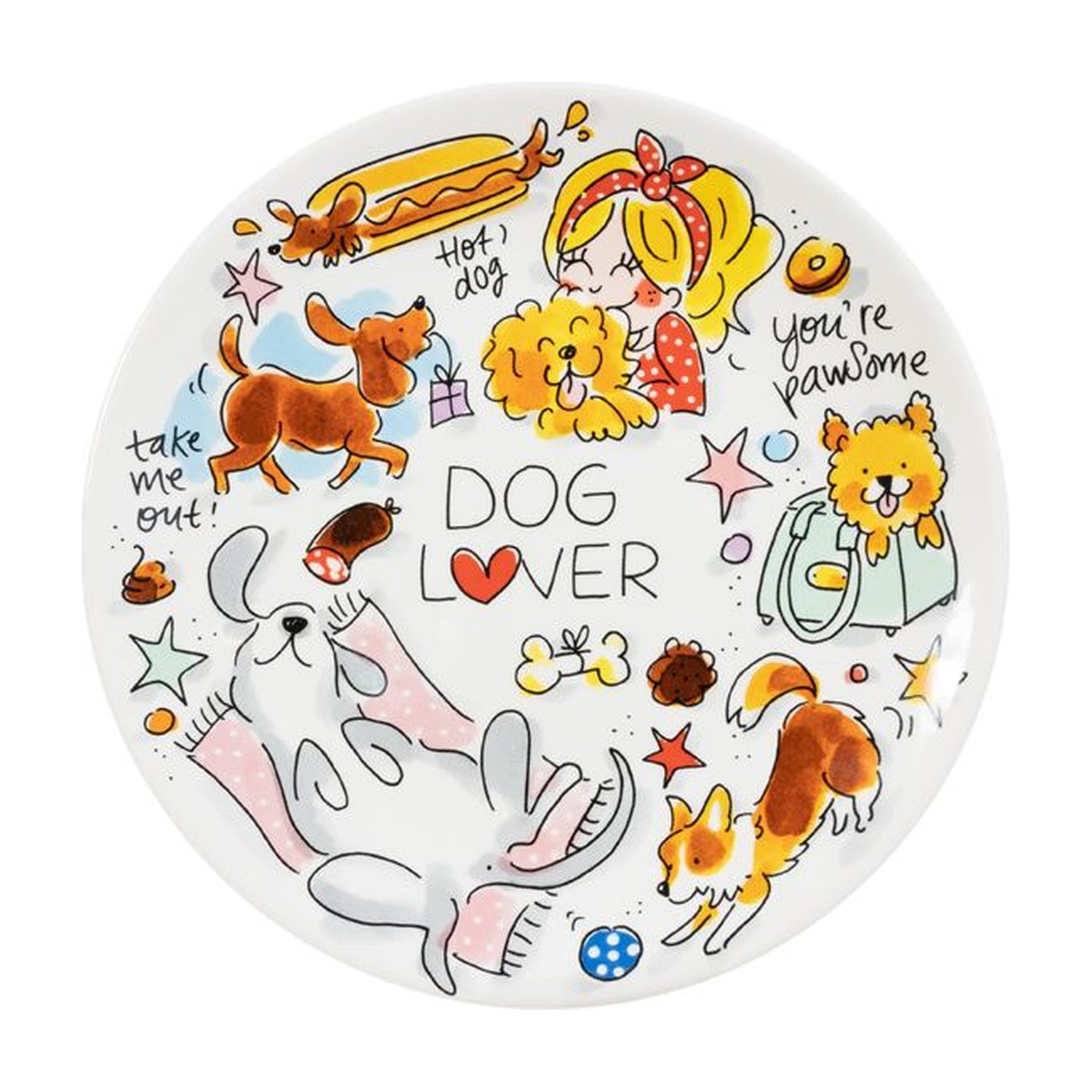 Blond Amsterdam Dieren Bord Dog Lover - 22 cm op witte achtergrond