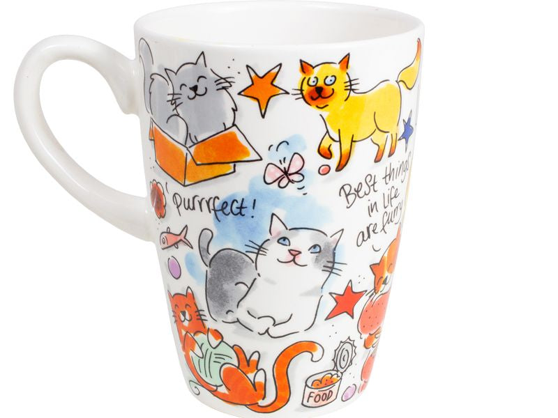 Blond Amsterdam Dieren XL Beker Cat Lover - 500 ml, zijaanzicht met dessin