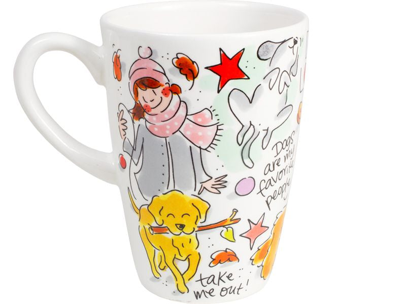 Blond Amsterdam Dieren XL Beker Dog Lover - 500 ml, zijaanzicht met dessin