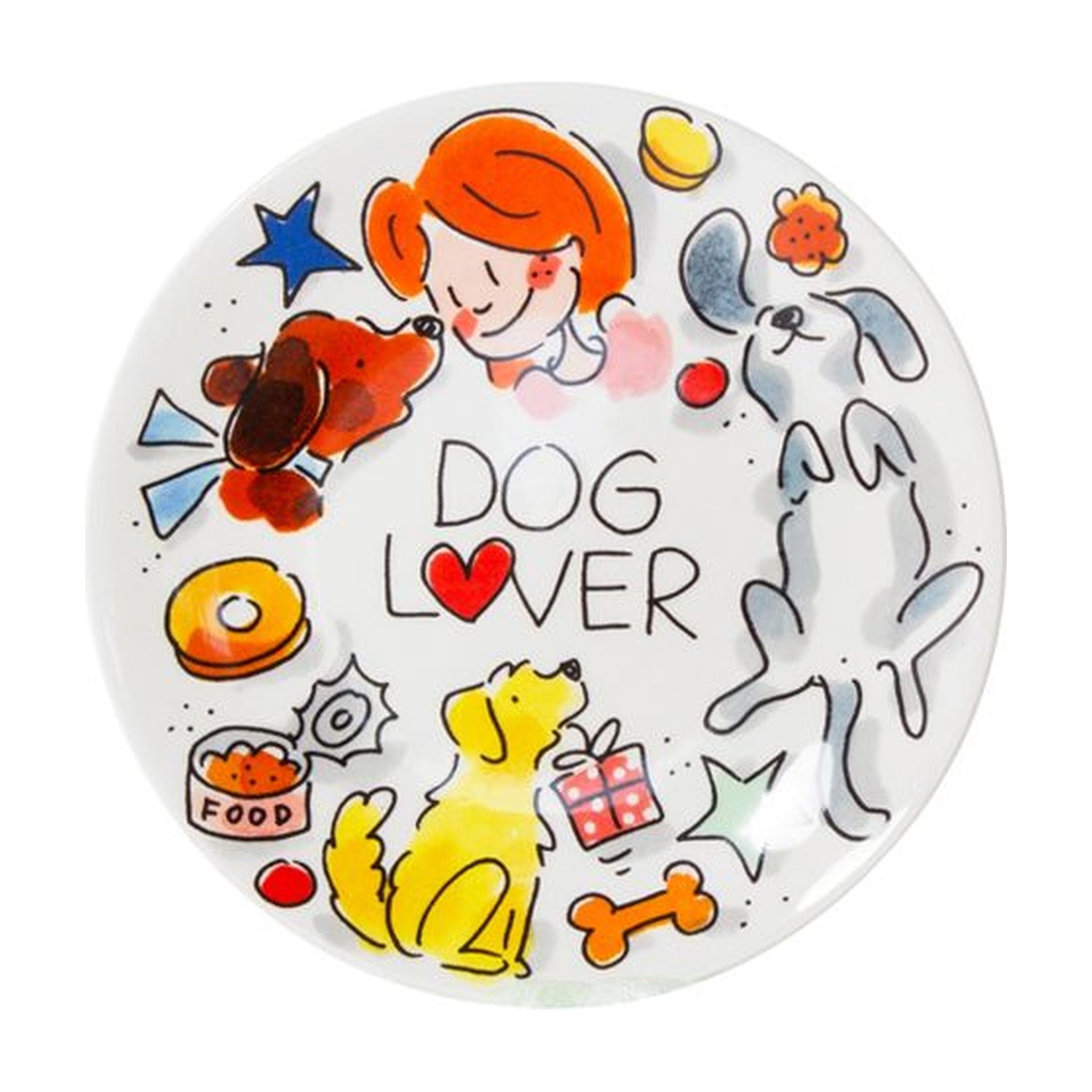Blond Amsterdam Dieren Bord Dog Lover - 12 cm op witte achtergrond