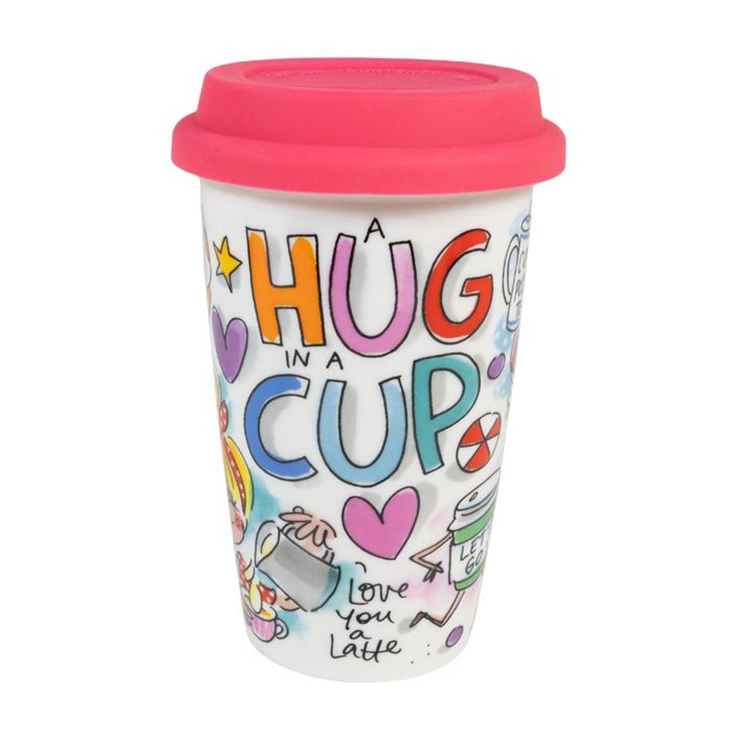 Blond Amsterdam Even Bijkletsen To Go Beker Hug in a Cup - 350 ml op witte achtergrond