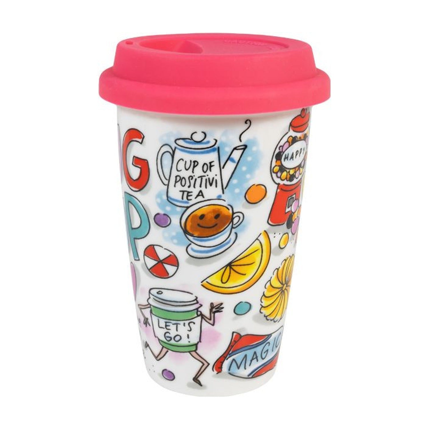 Blond Amsterdam Even Bijkletsen To Go Beker Hug in a Cup - 350 ml, zijaanzicht, ander deel van het dessin