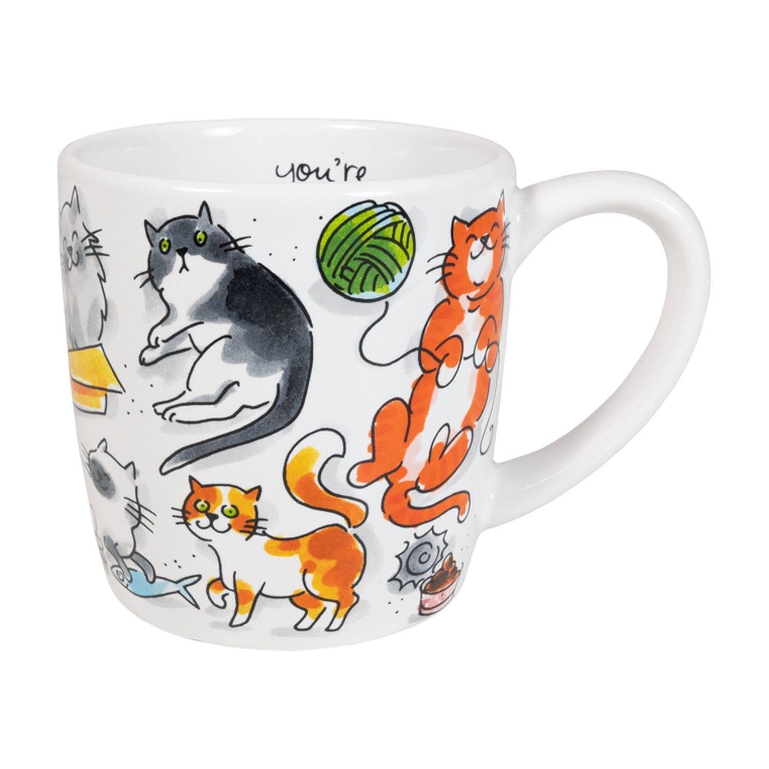 Blond Amsterdam Dieren Cappuccino Mok Cat Love - 500 ml op witte achtergrond