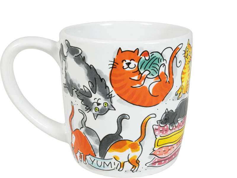Blond Amsterdam Dieren Cappuccino Mok Cat Love - 500 ml, zijaanzicht met dessin